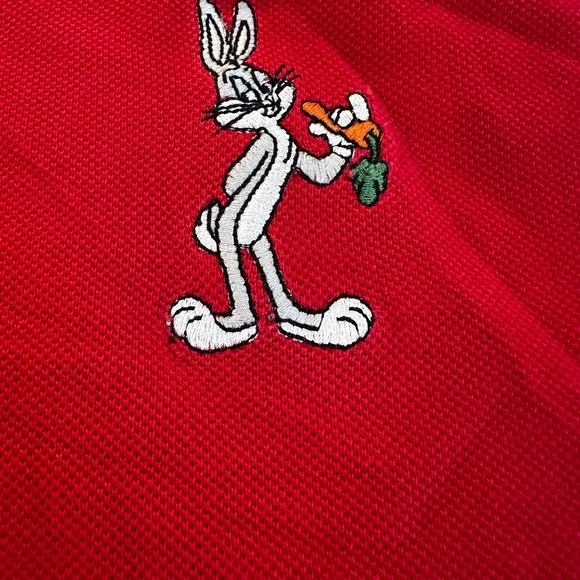 VTG 90s Mens Sz: M Warner Bros Studio Bugs Bunny Polo Shirt Red Looney Tunes. - Picture 1 of 10